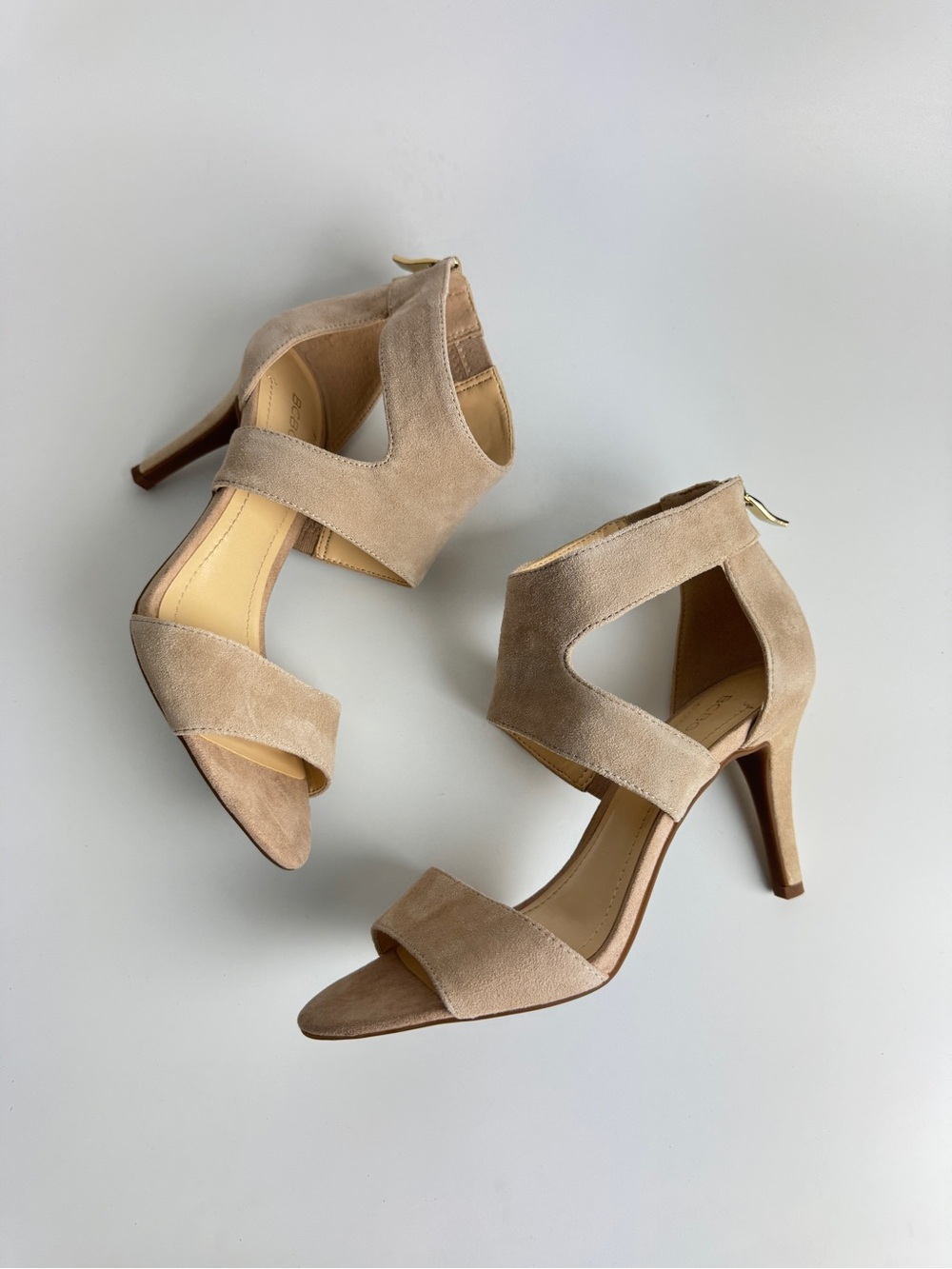 BCBGeneration Women Beige Suede High Heel Sandals